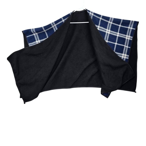 Nicole Plaid Reversible Shawl One Size Polyester Navy/White Geometric Wrap Scarf - Picture 2 of 6